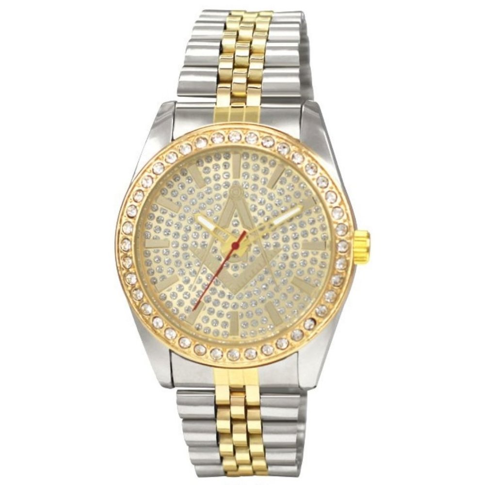42mm Montres Carlo Men's Luxury Metal Band Stones Dress Two-Tone Women Watch